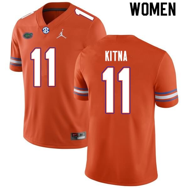 Women's NCAA Florida Gators Jalen Kitna #11 Stitched Authentic Nike Orange College Football Jersey PIJ5365AM